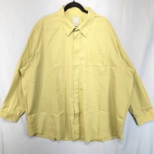 Kings Court Mens Long Sleeve Button Down Shirt Yellow Size 19 35/36 Cotton Blend